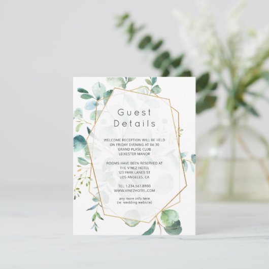 パステルユーカリプトゥス幾何結婚的詳細 エンクロージャーカード (スタンド正面)