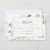 パステルユーカリプトゥス結婚ジオメトリック 出欠カード (正面)