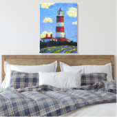 パステルライトハウスアンドラベンダーフィールド キャンバスプリント (インサイチュ (寝室))