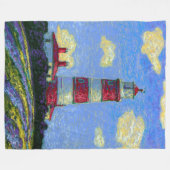 パステルライトハウスアンドラベンダーフィールド フリースブランケット (正面(横))