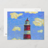 パステルライトハウスアンドラベンダーフィールド ポストカード (正面/裏面)