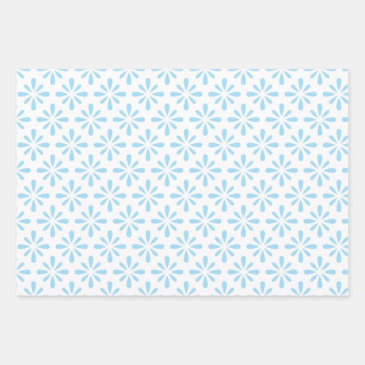 パステルライトブルーフローラエレガントウェディング ラッピングペーパーシート (正面3)