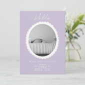 パステルライトラベンダーベビー誕生発表カード カード (スタンド正面)