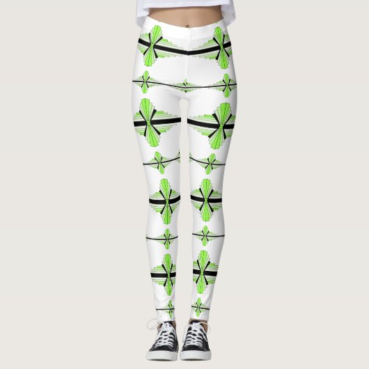 パステルライムグリーンのレギンスのアートデコ要素 レギンス (正面)