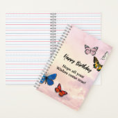 パステルライラックドリーミー リップド バタフライ スパイラル ノートブック (内側)
