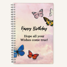 パステルライラックドリーミー リップド バタフライ スパイラル ノートブック