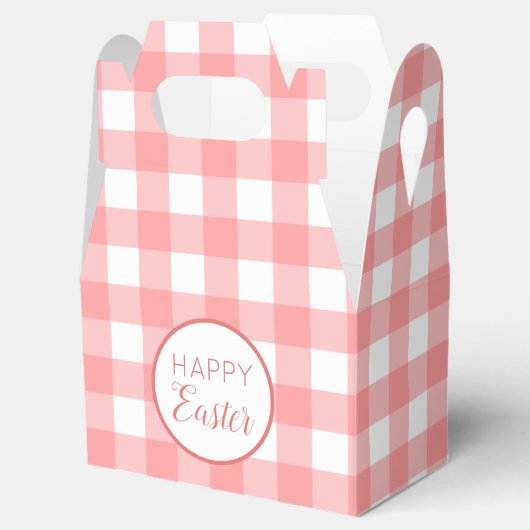 パステルラズベリーレッドハッピーイースタープレイドパターン フェイバーボックス (オープン)