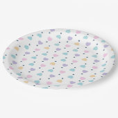 パステルラブハートパターン ペーパープレート (アングル)