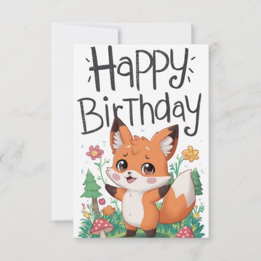 パステルラブルキツネ誕生日 カード (正面)
