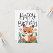 パステルラブルキツネ誕生日 カード (正面/裏面インサイチュ)