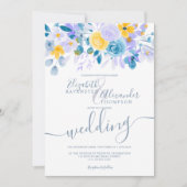 パステルラベンダーグレーオレンジフローラ冬の結婚式 招待状 (正面)