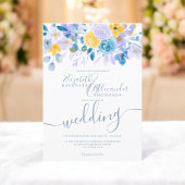 パステルラベンダーグレーオレンジフローラ冬の結婚式 招待状
