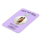 パステルラベンダーダイヤモンドリング輝きSave the Date マグネット (左側)