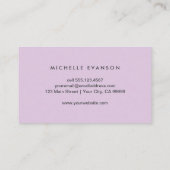 パステルラベンダーパープル&ピンクカラーブロックシンプル 名刺 (裏面)