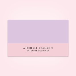 パステルラベンダーパープル&ピンクカラーブロックシンプル 名刺