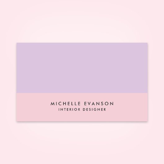 パステルラベンダーパープル&ピンクカラーブロックシンプル 名刺