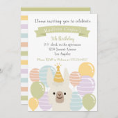 パステルラマアンドバルーンズ誕生日 招待状 (正面/裏面)