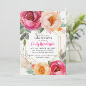 パステルランヌカルスフローラベビーシャワー金ゴールドフレーム 招待状 (スタンド正面)
