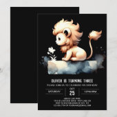 パステルリオモダンン誕生日 招待状 (正面/裏面)