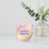 パステルリキッドバックグラウンド |ブラシ金ゴールド スクエア名刺 (スタンド正面)