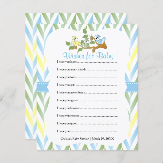 パステルリス男の赤ちゃんシャワー – ウィッシュ (正面/裏面)