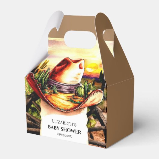 パステルリトルウエスタンカウボーイベビーシャワー フェイバーボックス (正面サイド)