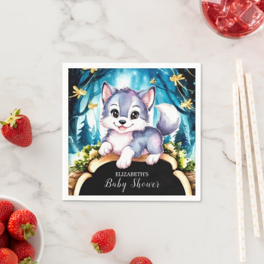 パステルリトルウルフベビーシャワー スタンダードカクテルナプキン (インサイチュ)