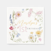 パステルリトルカラフルワイルドフラワー1st誕生日 スタンダードカクテルナプキン (正面)