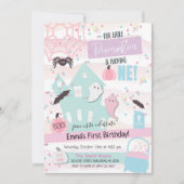 パステルリトルカンプキンファースト誕生日ハロウィーン 招待状 (正面)