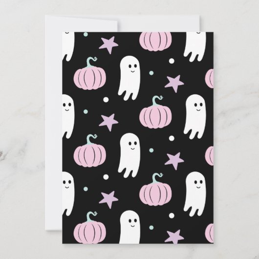 パステルリトルカンプキンファースト誕生日ハロウィーン 招待状 (裏面)