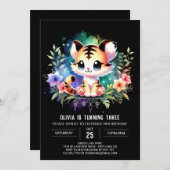 パステルリトルタイガー誕生日 招待状 (正面/裏面)