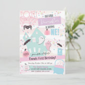 パステルリトルパンプキンのファーストバースデーハロウィン 招待状 (スタンド正面)