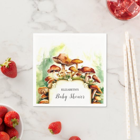 パステルリトルマッシュルームベビーシャワー スタンダードカクテルナプキン (インサイチュ)