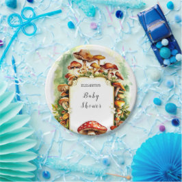 パステルリトルマッシュルームベビーシャワー ペーパープレート