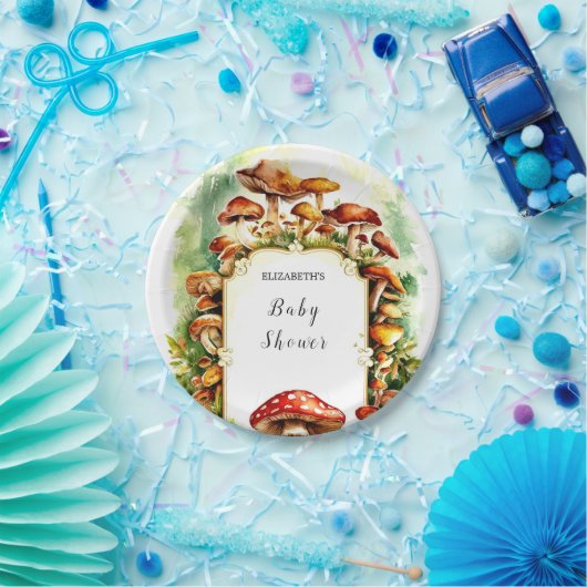 パステルリトルマッシュルームベビーシャワー ペーパープレート (パーティー)