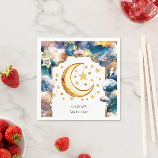 パステルリトルムーン誕生日 スタンダードカクテルナプキン (インサイチュ)