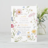 パステルリトルワイルドフラワーガール1st誕生日 招待状 (スタンド正面)