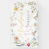 パステルリトルワイルドフラワーガール1st誕生日 横断幕 (縦)