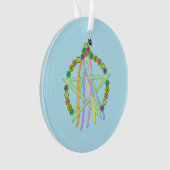 パステルリボンと花とベルタネペンタグラム オーナメント (正面)