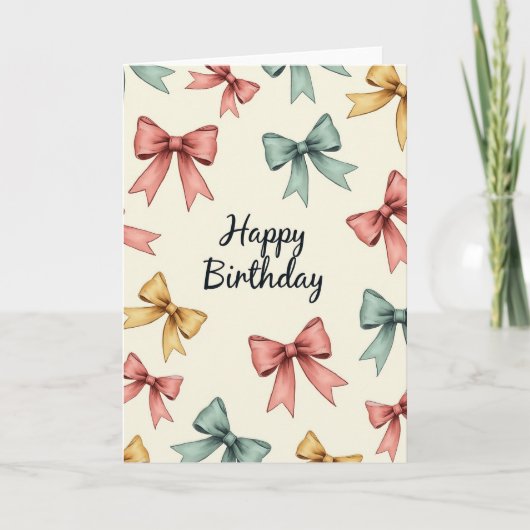 パステルリボンバース誕生日カード カード (正面)