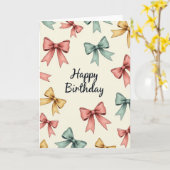 パステルリボンバース誕生日カード カード (黄色い花)