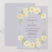 パステルリラの黄色いバラの結婚式 招待状 (正面/裏面)