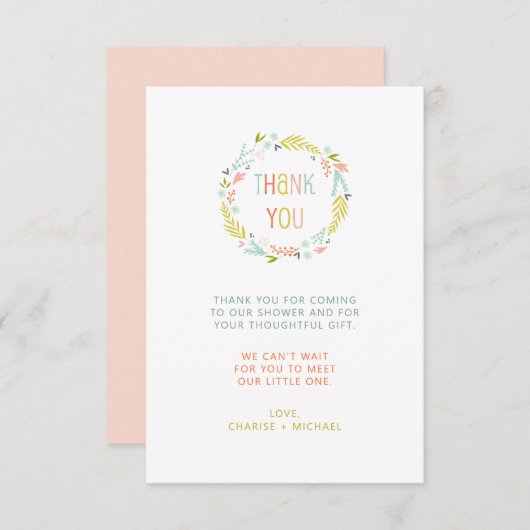 パステルリースベビーシャワーありがとう サンキューカード (正面/裏面)