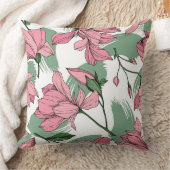 パステルルックインクスケッチマグノリアセージグリーンピンク クッション (ブランケット)