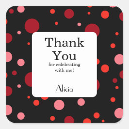 パステルルビークランベリー水玉模様ブラックサンキューユア スクエアシール