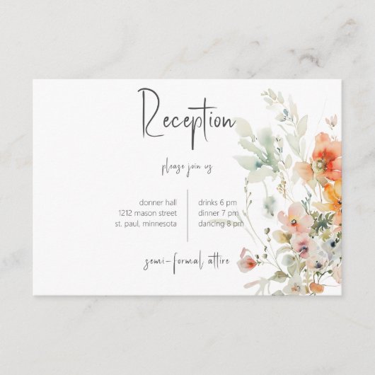 パステルルーズワイルドフラワーズモダン披露宴 エンクロージャーカード (正面)