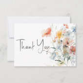 パステルルーズワイルドフラワーモダンズ結婚ズ サンキューカード (正面)