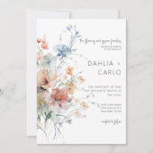 パステルルーズワイルドフラワーモダンズ結婚ズ 招待状 (正面)