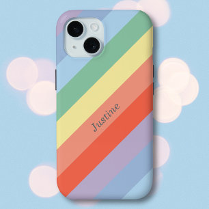 パステルレインボアディアゴナルストライプ iPhone 15ケース