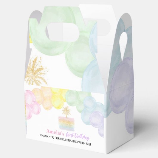 パステルレインボインバルーンビーフボックスバースデーパーティー フェイバーボックス (オープン)